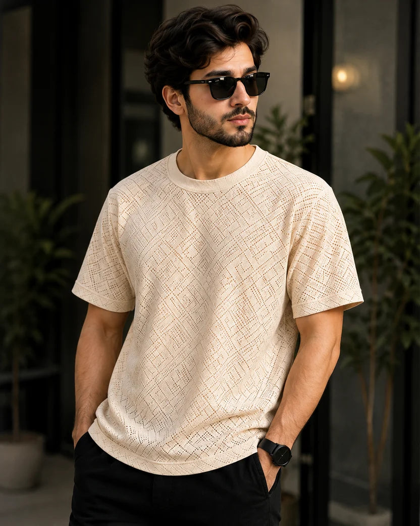 Premium Textured Black T-Shirt for Men | CareTax Outfits