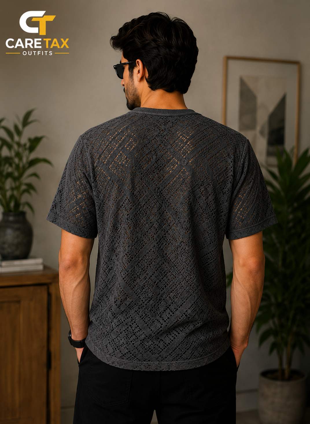 Premium Textured Grey T-Shirt for Men | CareTax Outfits