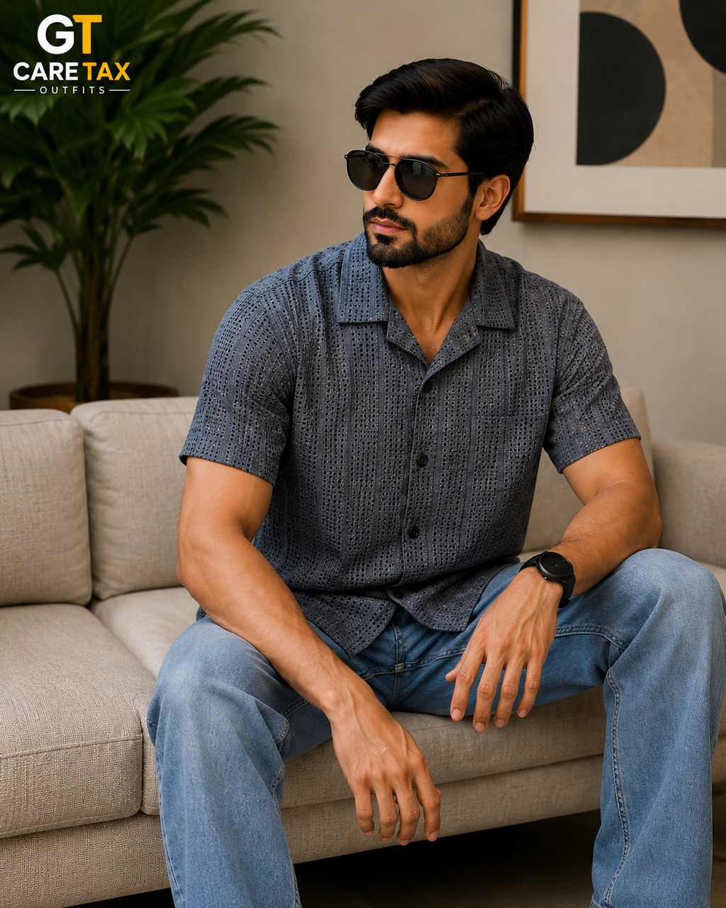 Premium Textured Collared T-Shirt for Men | CareTax Outfits