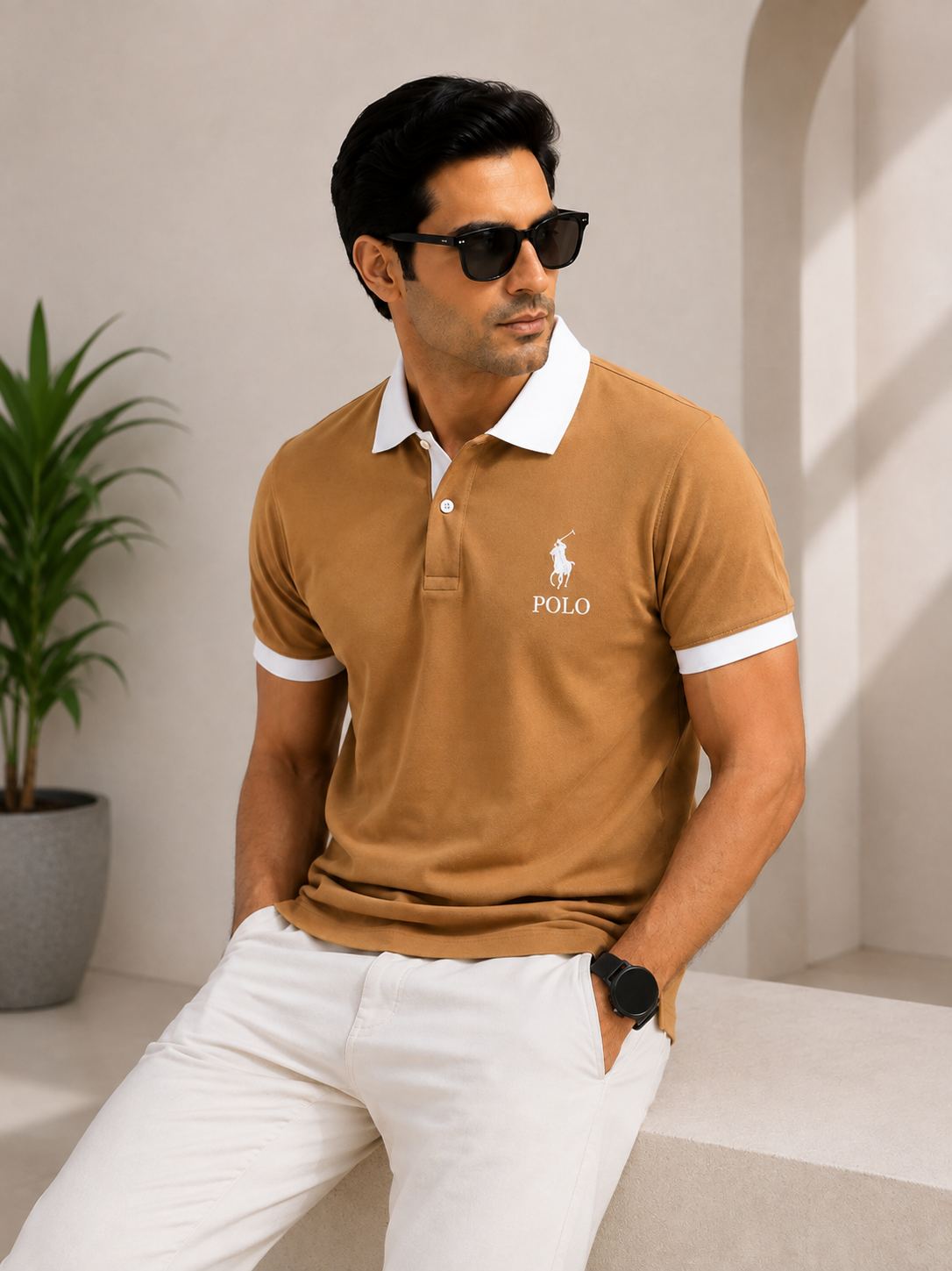 Premium Beige Polo T-Shirt | CareTax Outfits